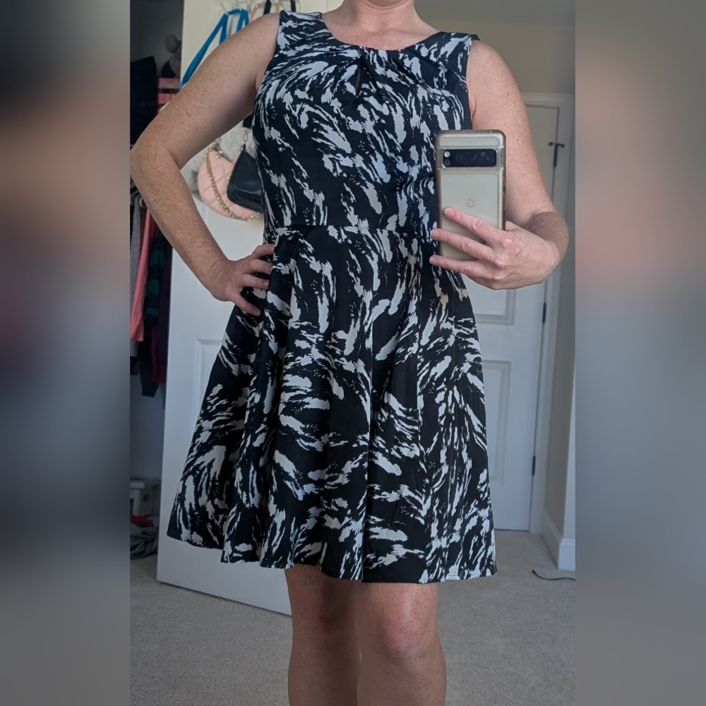 Express Black and White Patterned Mini Dress Size 8